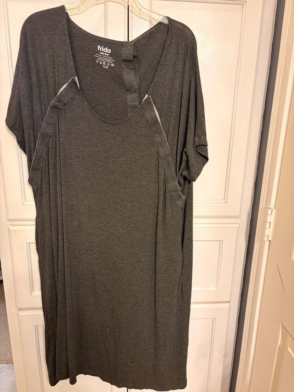 Frida Mom One Size Gray Delivery and Nursing Hospital Gown- EUC
